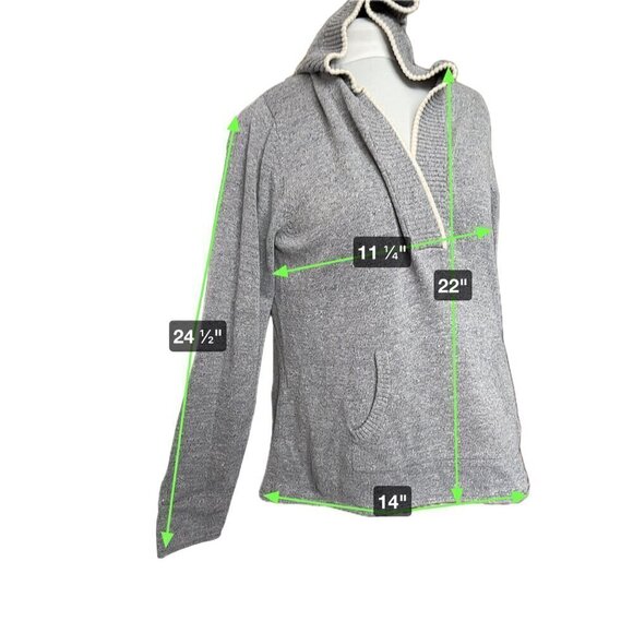 Eddie Bauer Pullover Sweater Women XL BlueHeather Hood KangarooPocket LongSleeve - Picture 9 of 9